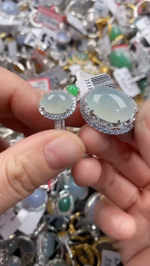 银S925镶嵌戒指翡翠888  9