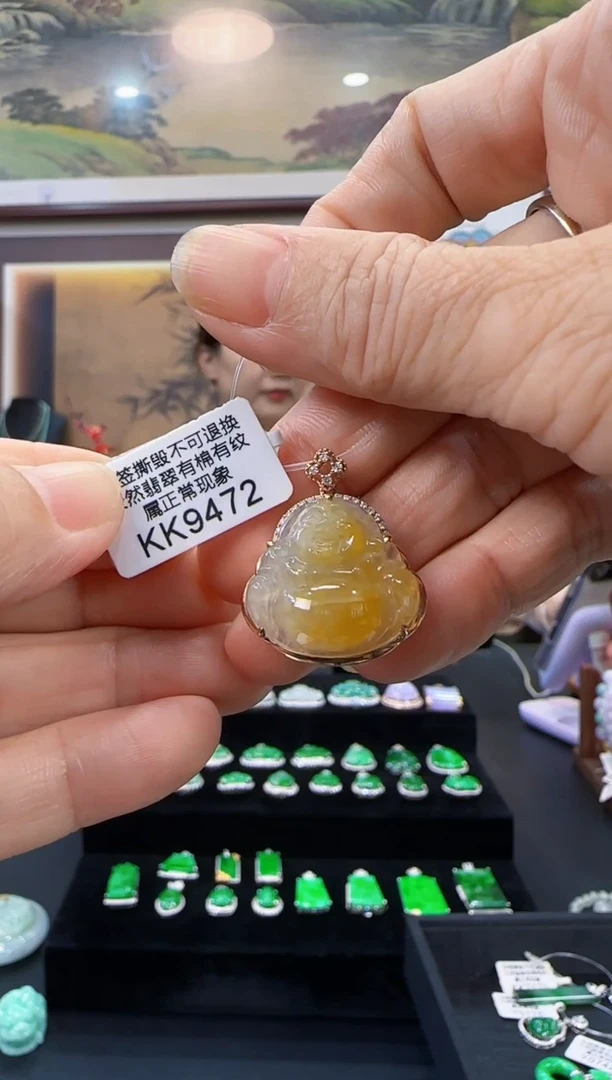 颈饰18K金镶嵌翡翠KK9472佛公