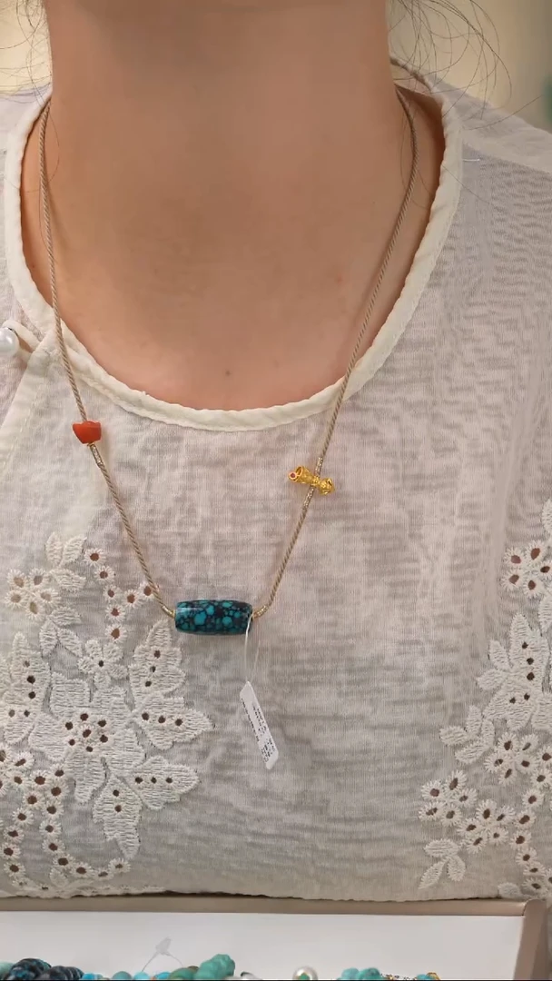 绿松石18K金镶嵌项链1