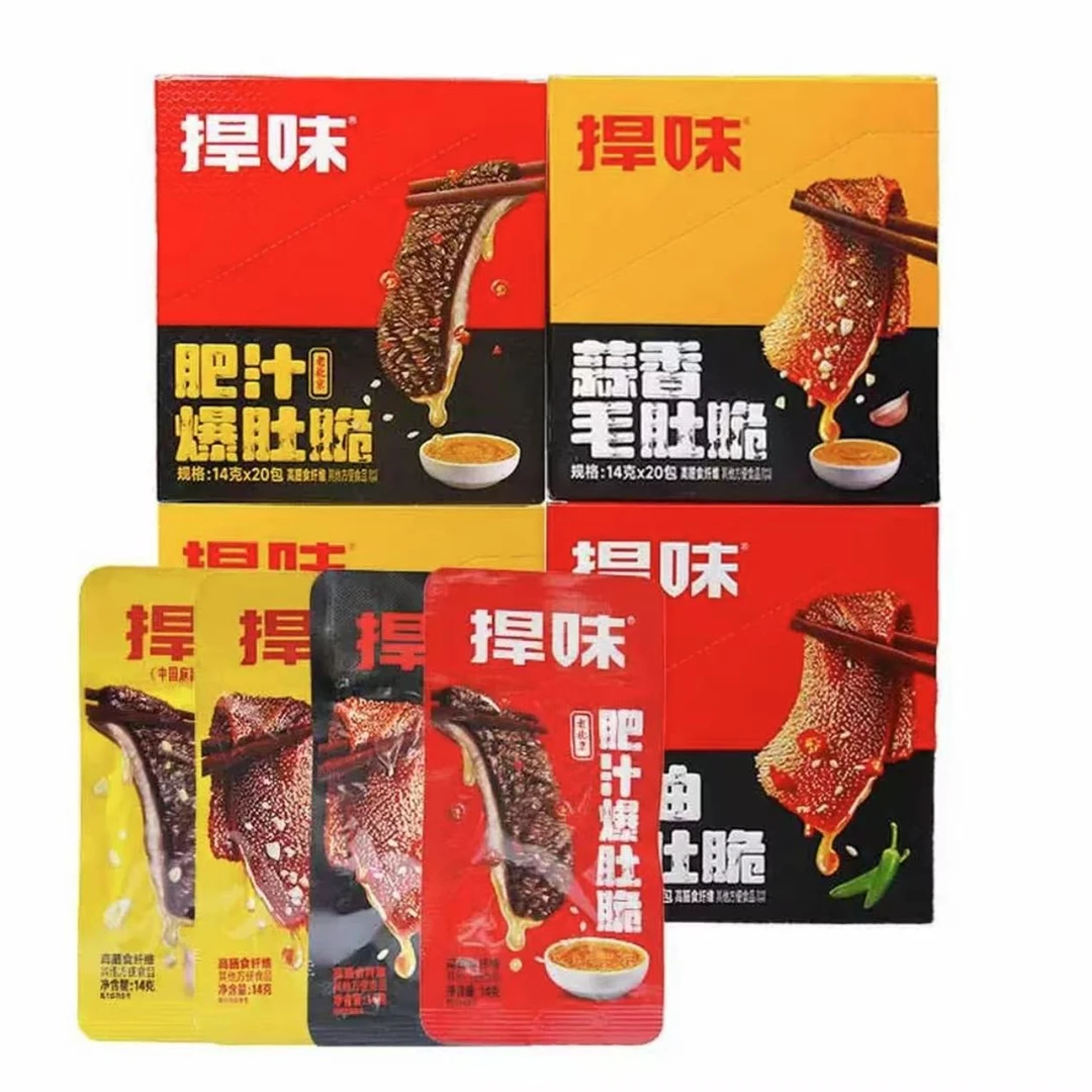 【哦吼专属】捍味爆肚脆毛肚麻酱老北京蒜香辣条14g肥汁独立包装