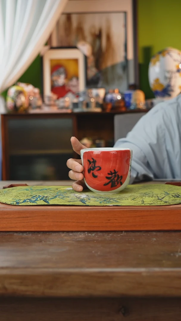 摆件景德镇釉下手绘陶瓷茶具，咖啡杯