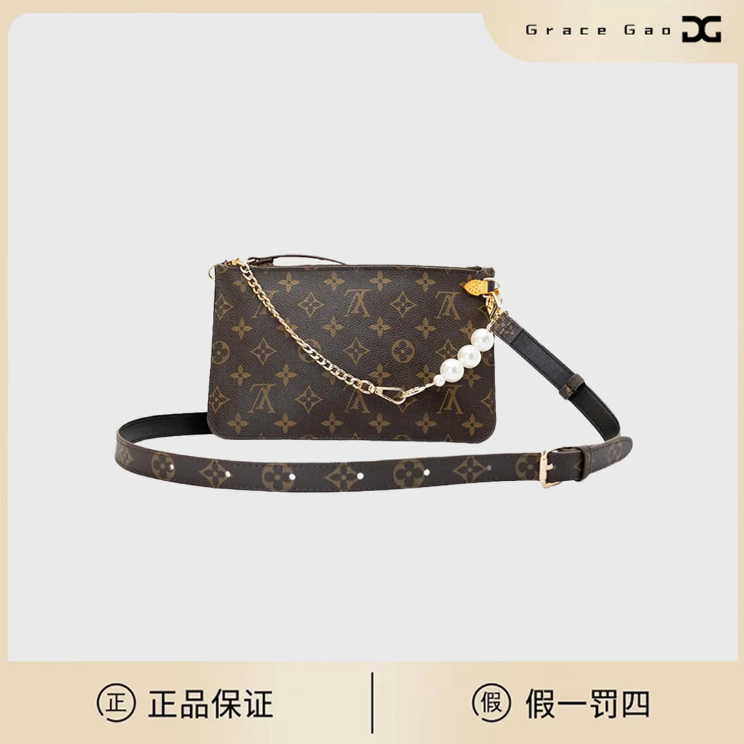 95新 LouisVuitton/路易威登 经典中号NF子袋手包/全原