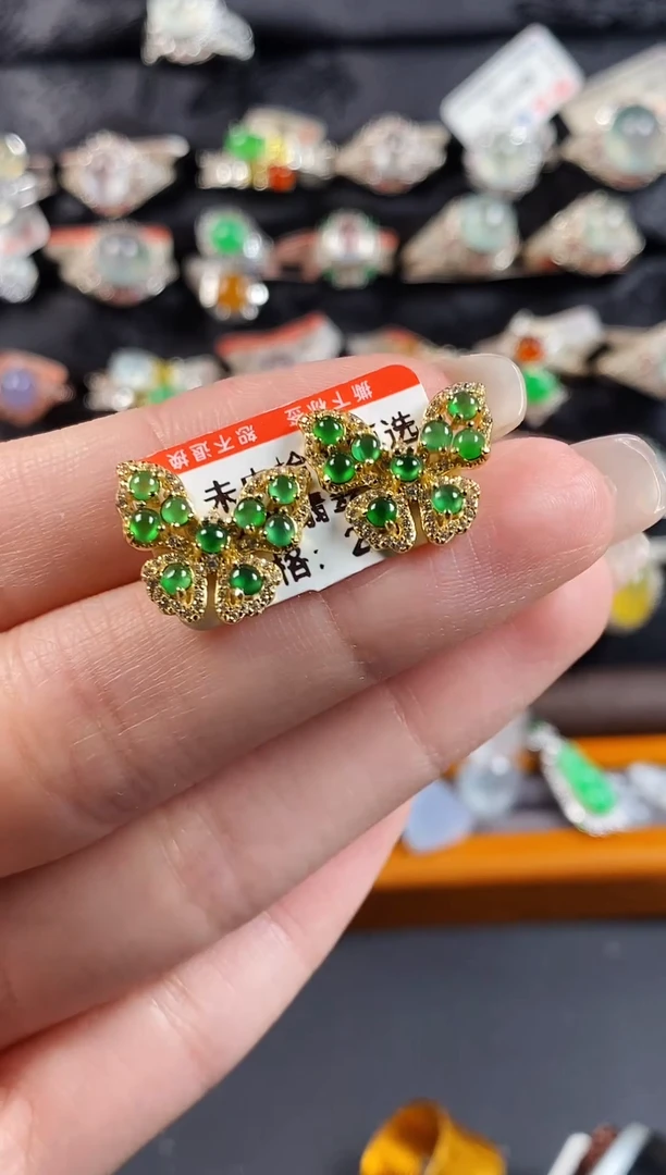 银S925镶嵌戒指翡翠天然A货翡翠69