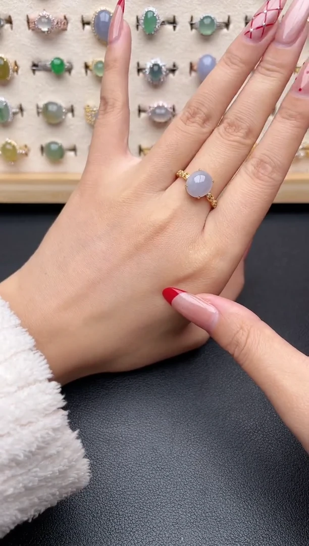 【闪购商品】翡翠戒指银S925镶嵌一物一证一礼盒