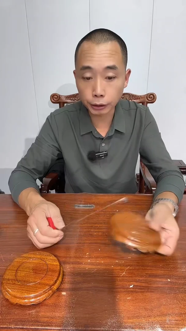 木老花圆形小盘几两个11*12*2.8