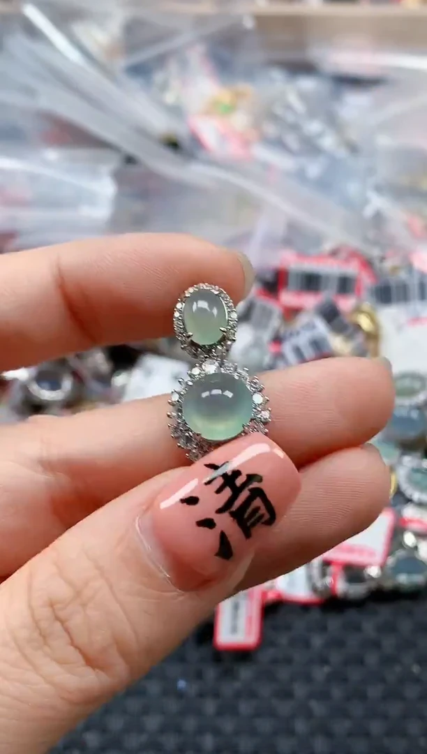 银S925镶嵌戒指翡翠天然A货缅甸翡翠