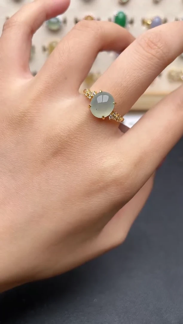 【闪购商品】翡翠戒指银S925镶嵌一物一证一礼盒