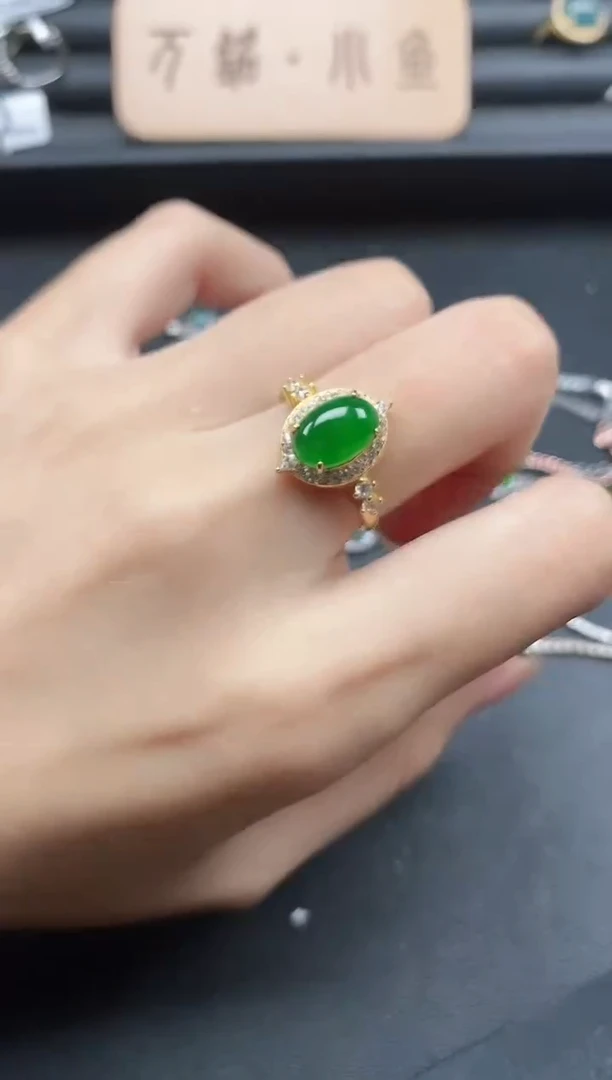 翡翠戒指银S925镶嵌51511