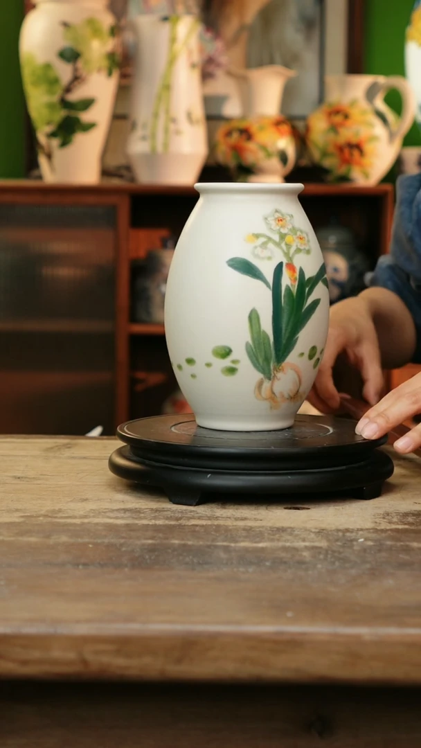 瓷片 景德镇纯手工釉下彩精品花瓶
