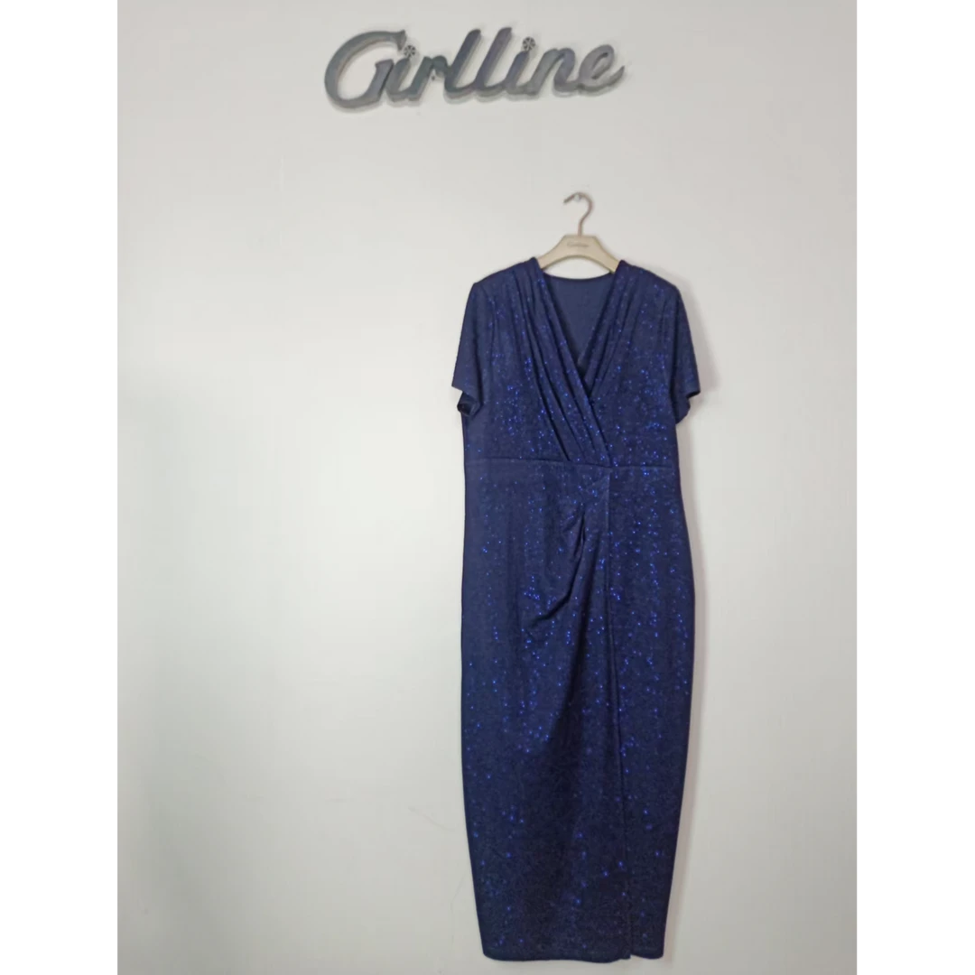 【星蓝玫瑰】NS60H8119新款醋酸时尚气质夏季长款显瘦半袖连衣裙