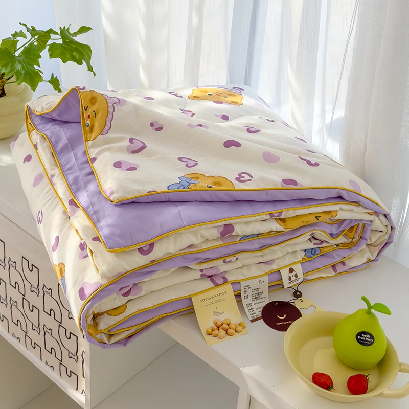 新款母婴级水洗双层纱大豆纤维夏凉被双人夏天空调被卡通可机洗in