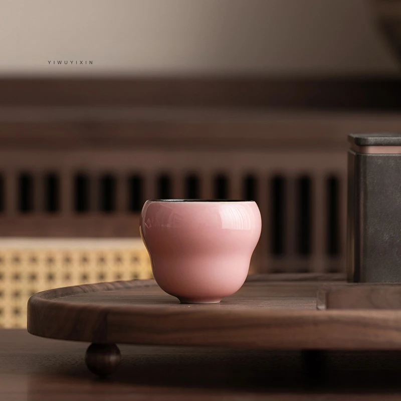 宜物宜心手绘釉下彩流霞粉黛家用茶杯功夫茶具茶盏福禄陶瓷主人杯