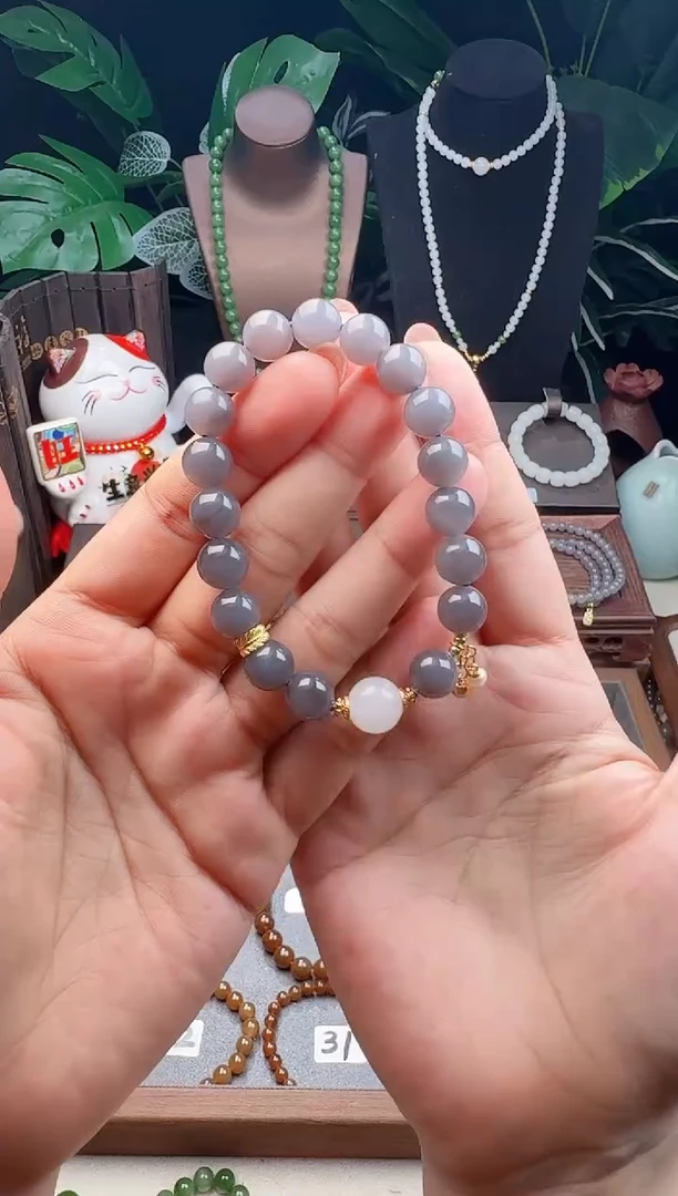 手串未镶嵌和田玉精品10m左右青海野牛沟烟紫手串