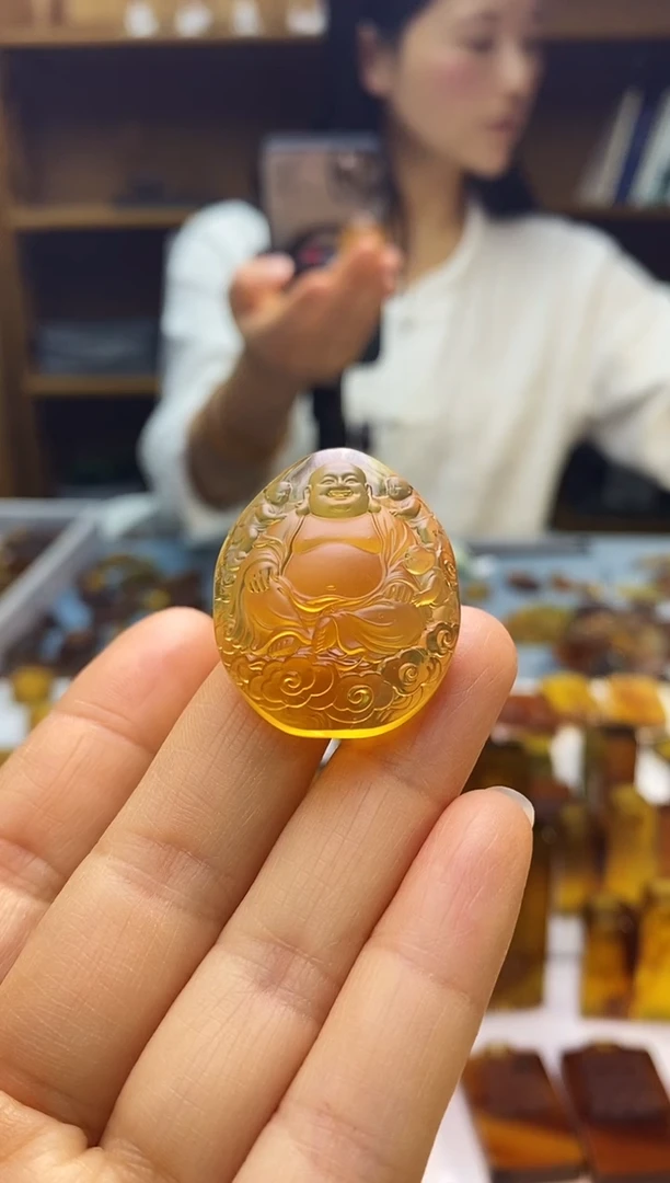 琥珀颈饰未镶嵌SN87-76（弥勒佛）