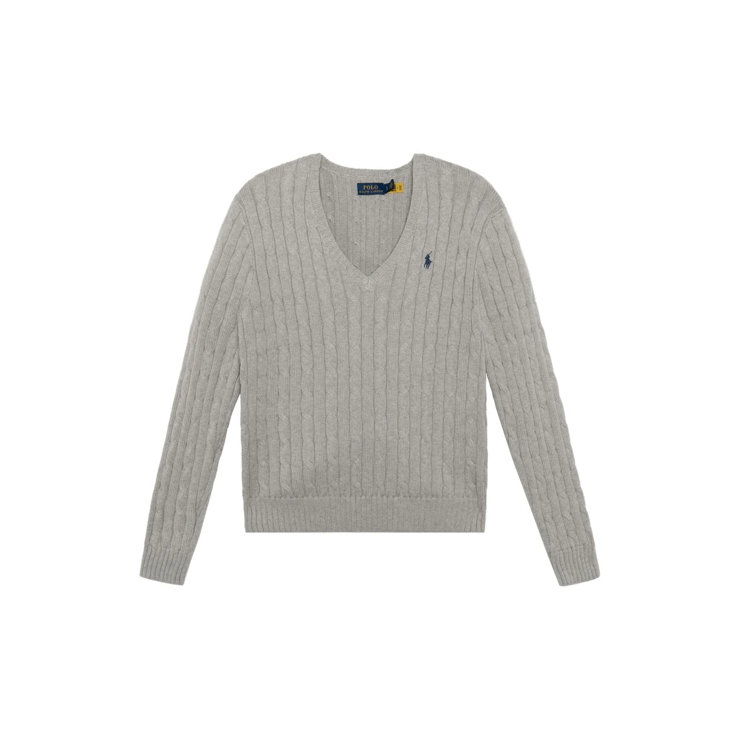 全新未使用 POLO RALPH LAUREN 徽标嵌花V领针织长袖毛衣 BJ