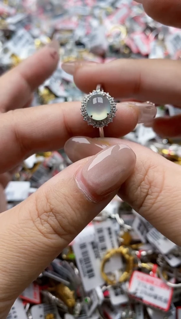 【闪购商品】翡翠戒指银S925镶嵌6666---8