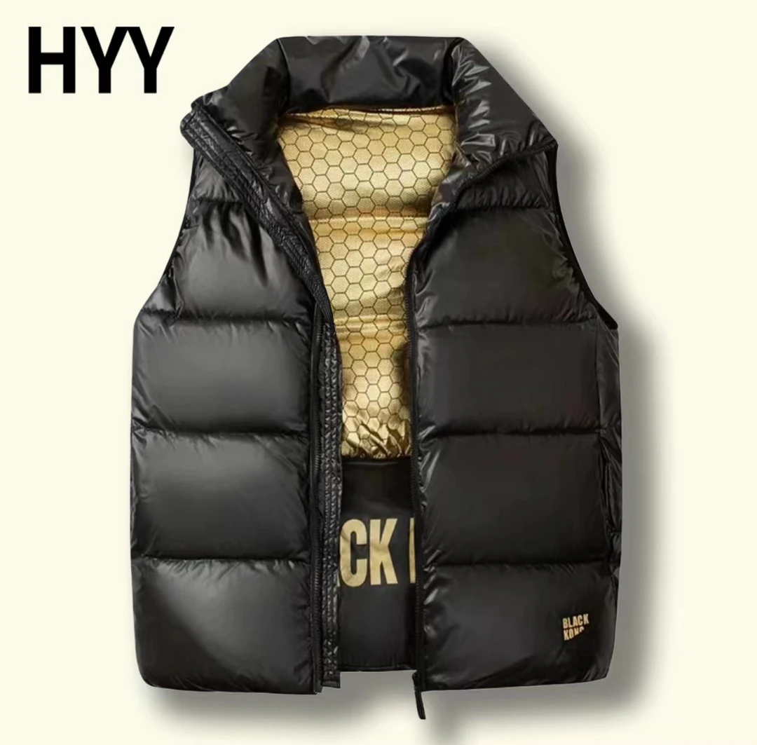 25年新款黑金马甲男女同款韩版宽松亮面纯黑坎肩背心免洗流行外套