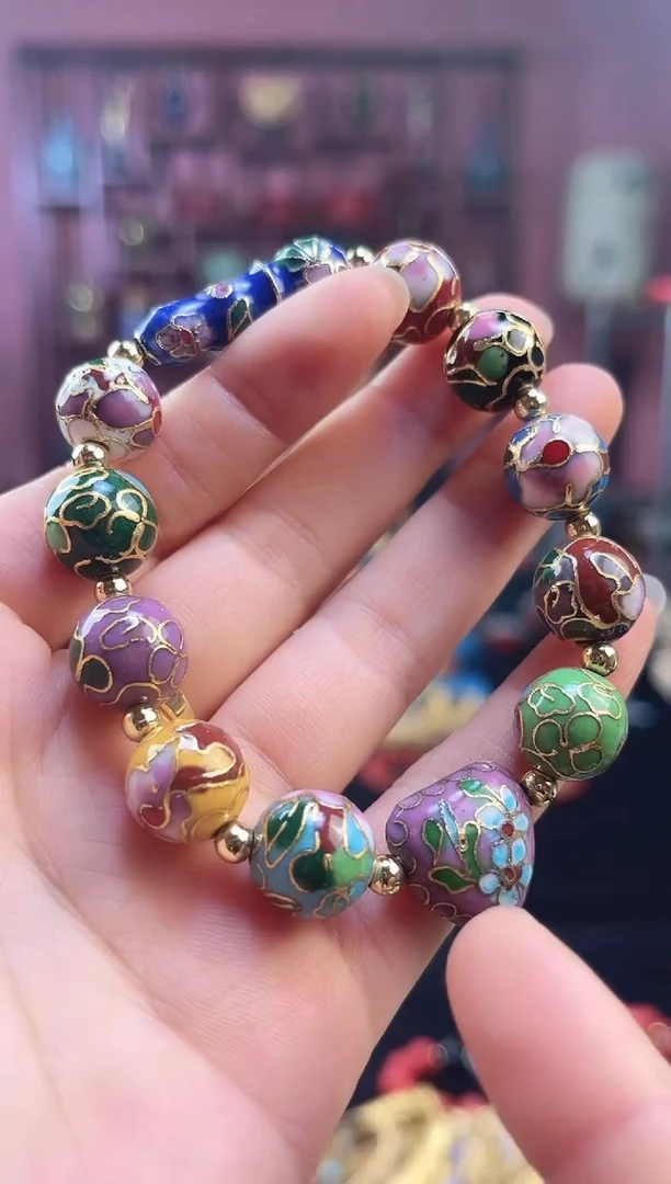 非遗 景泰蓝手串 1.2 多宝福豆