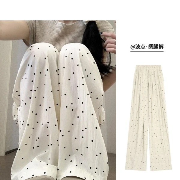 美式显瘦阔腿裤女初秋慵懒设计松紧腰宽松直筒山本裤夏季百搭透气