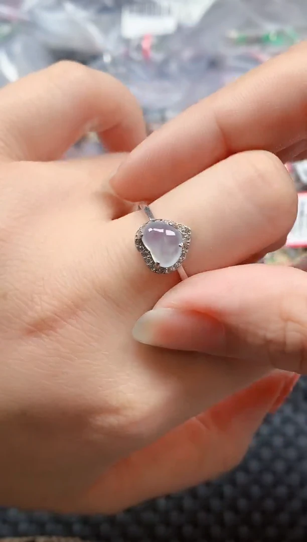 银S925镶嵌戒指翡翠天然A货缅甸翡翠