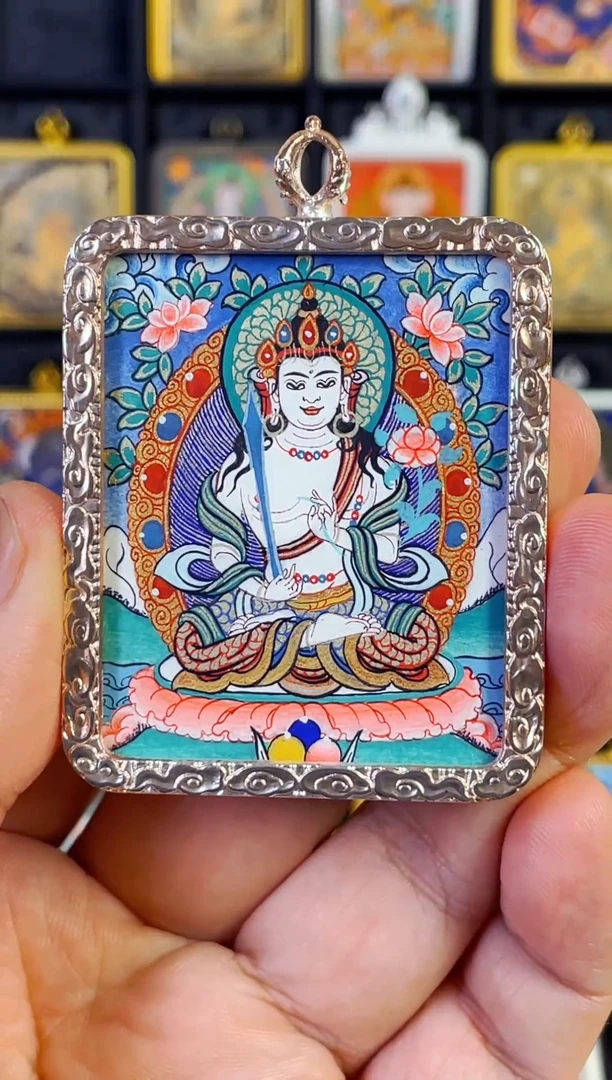 吊坠热贡纯手绘唐卡虚空
