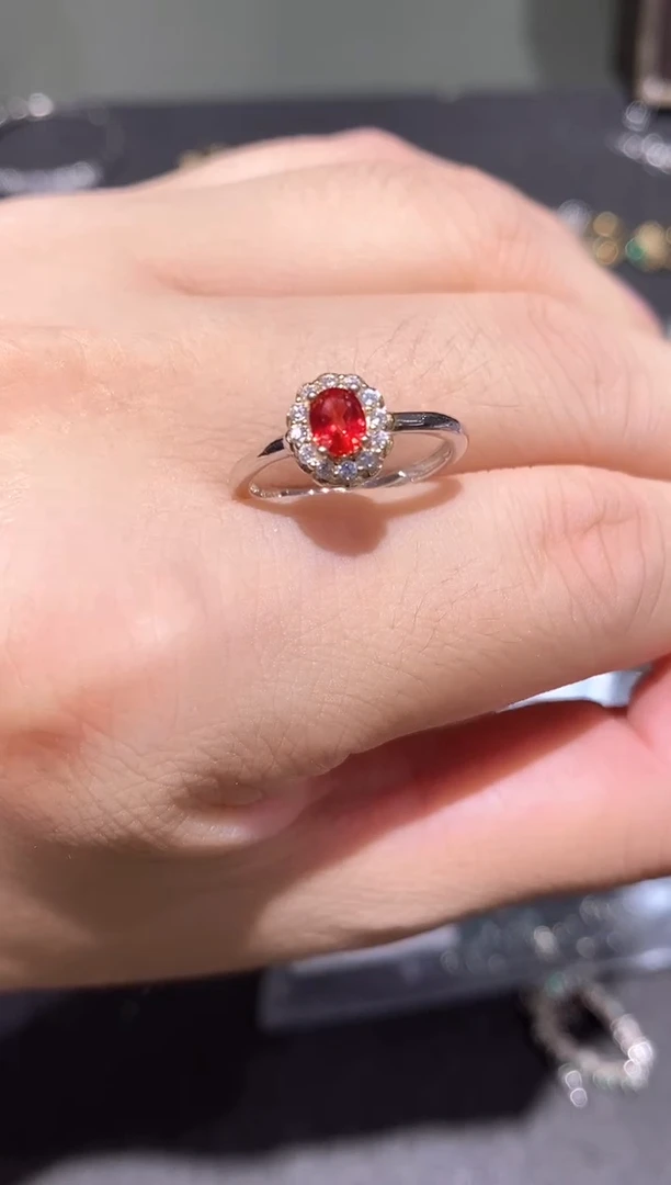 戒指蓝宝石银S925镶嵌戒指