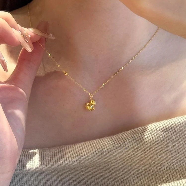 铜合金项链 爆闪碎冰冰鱼鳞葫芦项链女复古轻奢气质高级感锁骨链