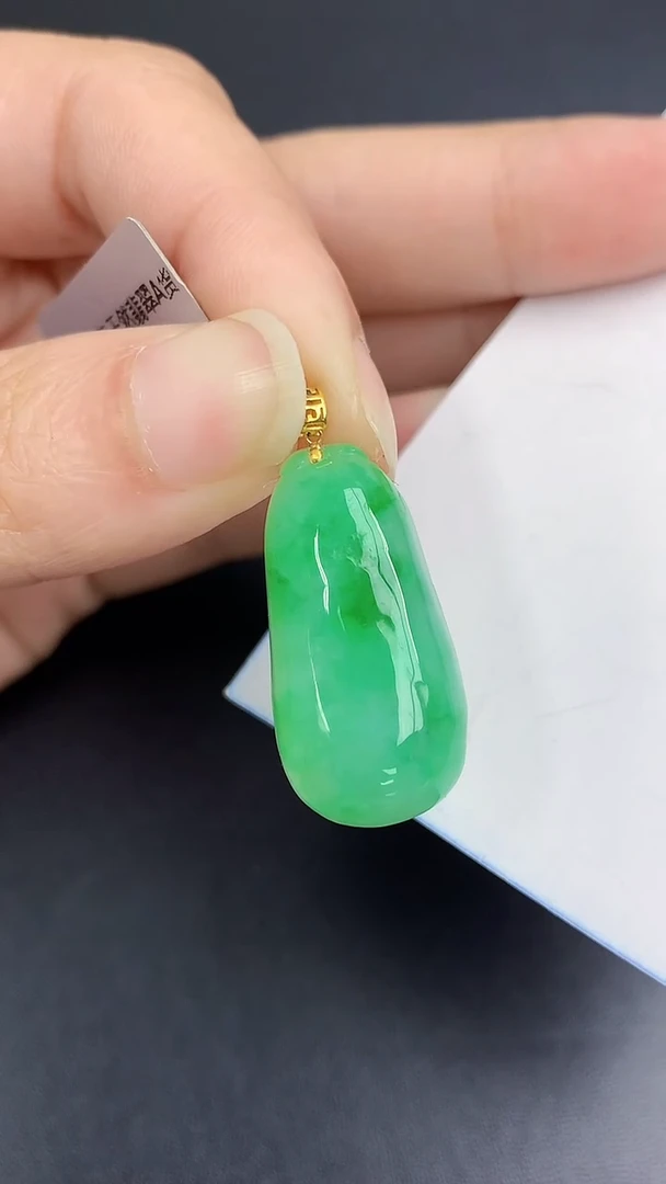 颈饰18K金镶嵌翡翠天然缅甸A货百元以上9元证书费自理