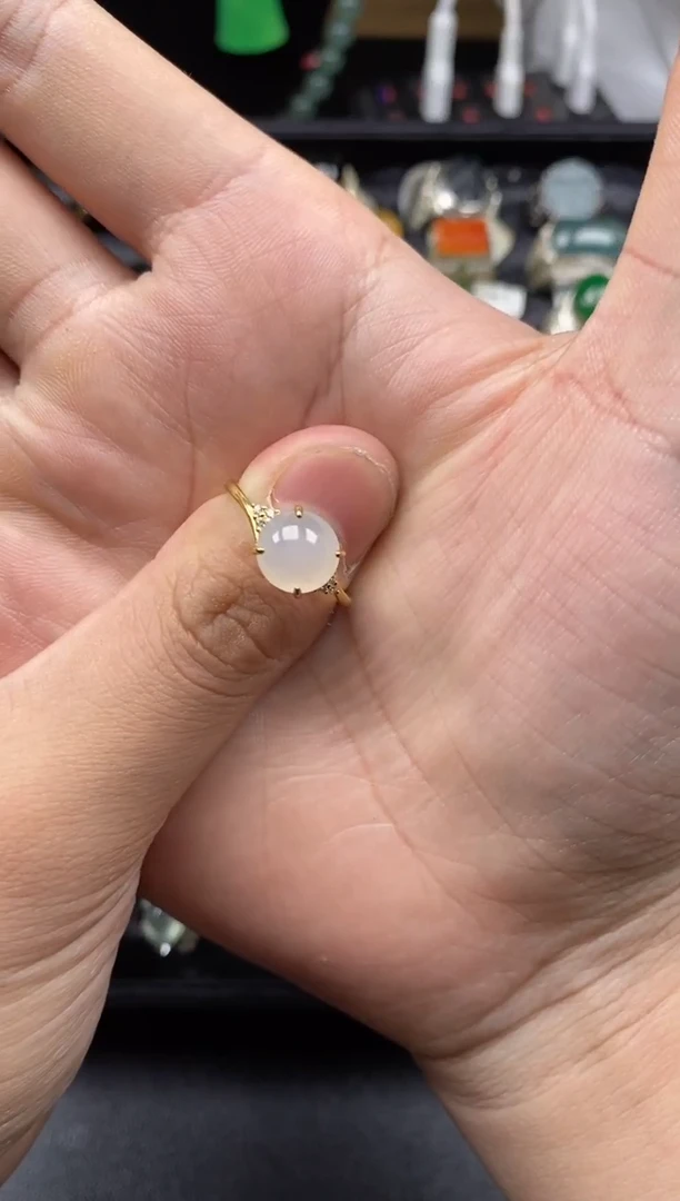 翡翠戒指银S925镶嵌天然翡翠
