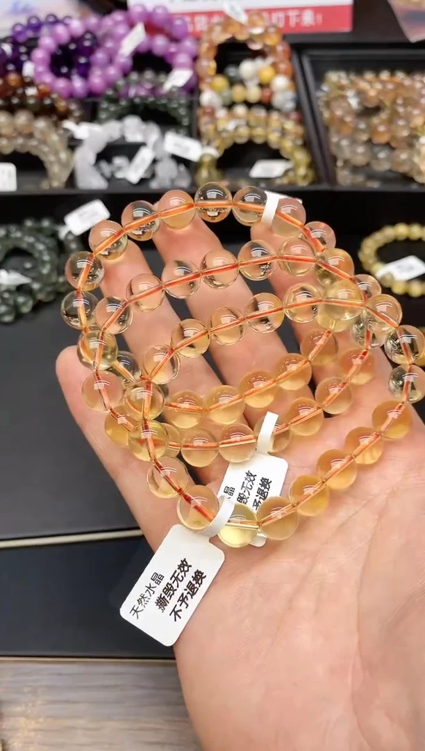 【闪购商品】水晶手链未镶嵌b34 黄水晶10mm 多样性发其一