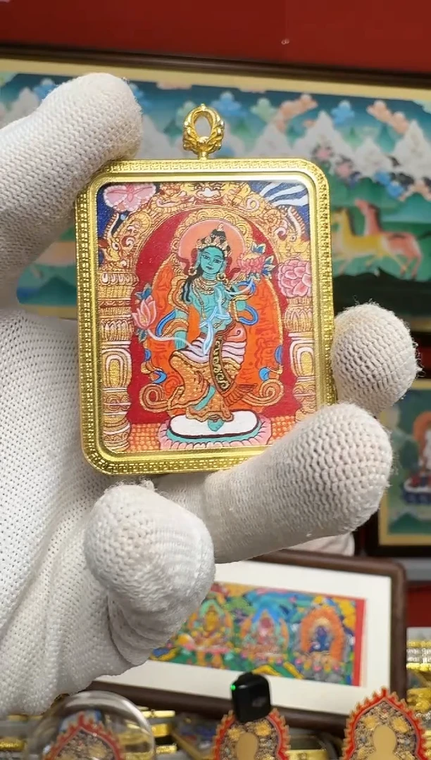 吊坠绿妈妈-热贡纯手绘周毛