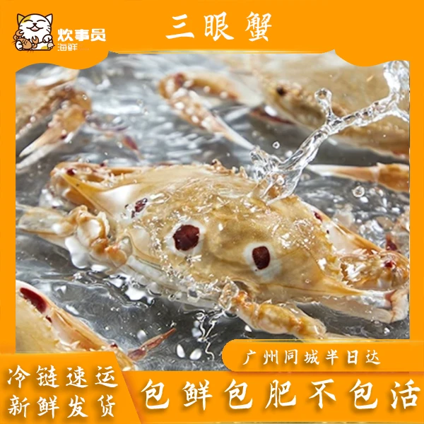 【保鲜不保活】三斤梭子蟹三眼蟹 3-5两/只 船捕断腿盖冰介意勿拍