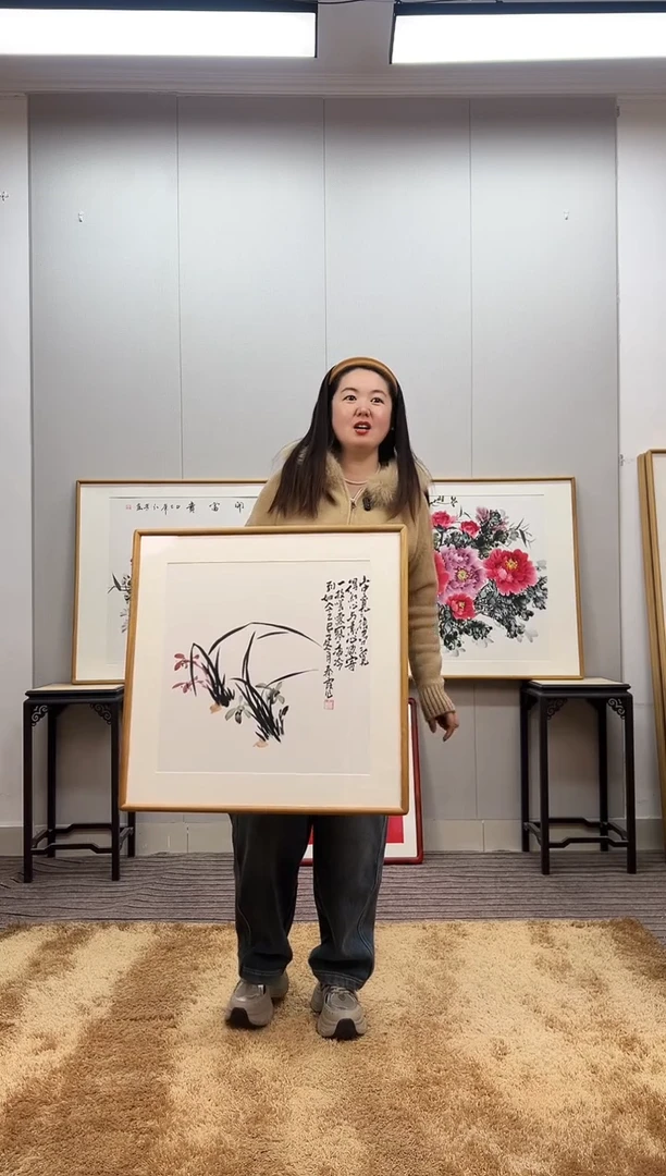 国画手绘兰花62*62尺寸