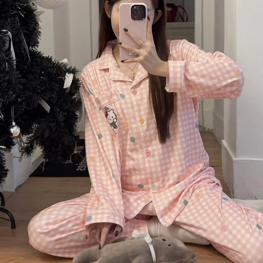 甜美可爱少女睡衣秋冬保暖磨毛双面绒卡通印花日系学生家居服套装