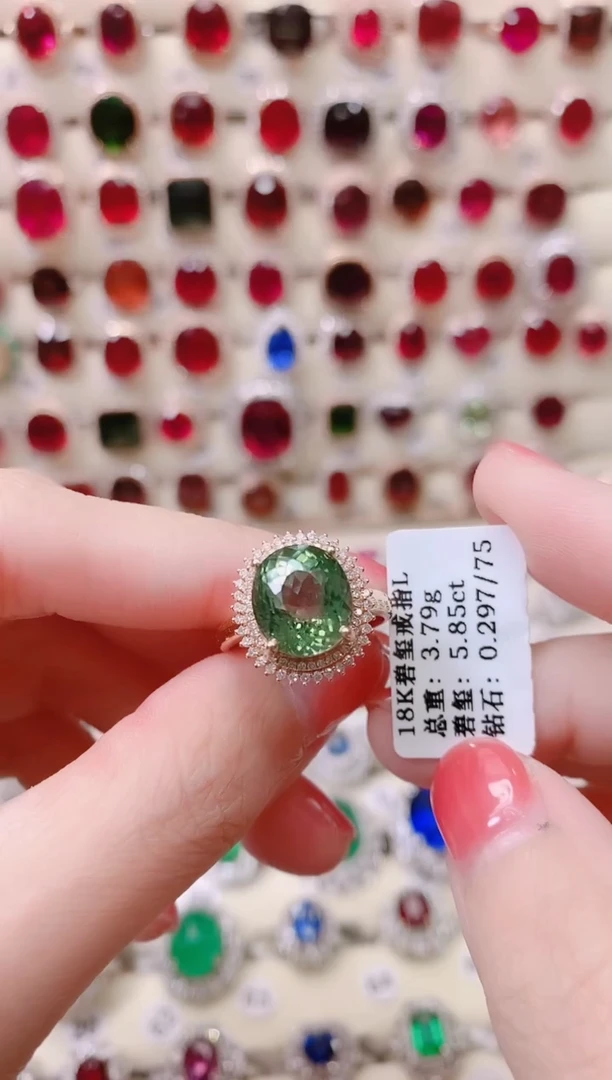 18K金镶嵌18K金戒指碧玺1