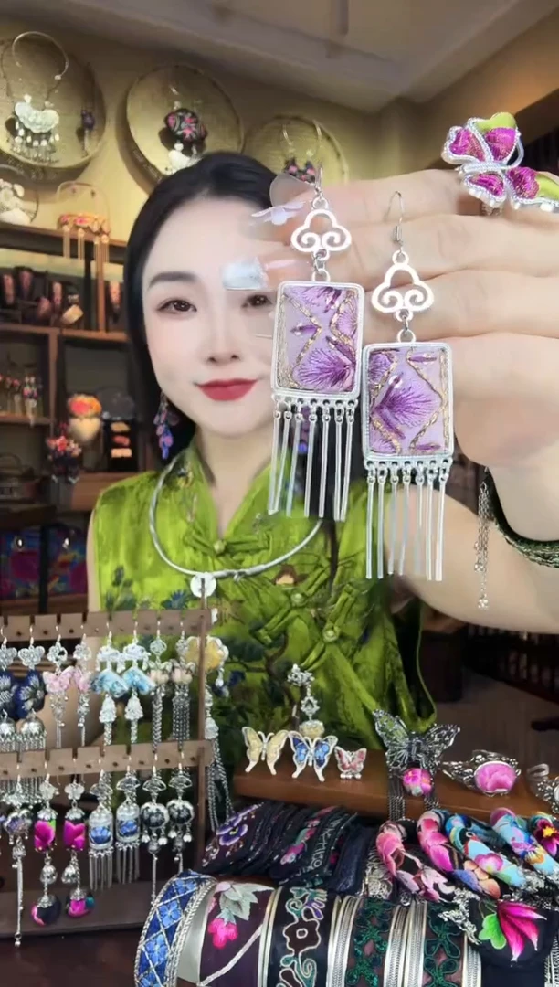 刺绣非遗刺绣纯手工耳环