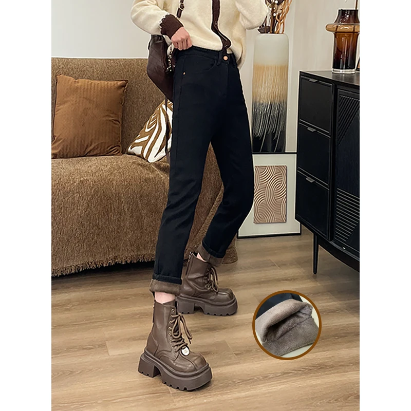 【华总高定】2024冬季德绒烟管裤小个子显瘦牛仔裤