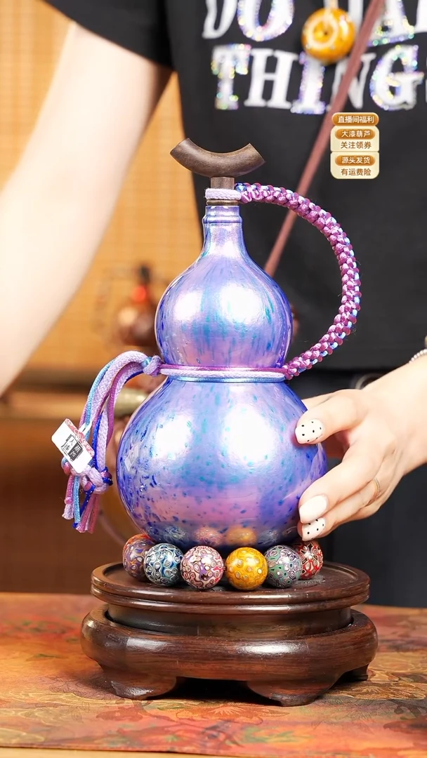 WT108漆艺酒葫芦不包手串及旋转底座