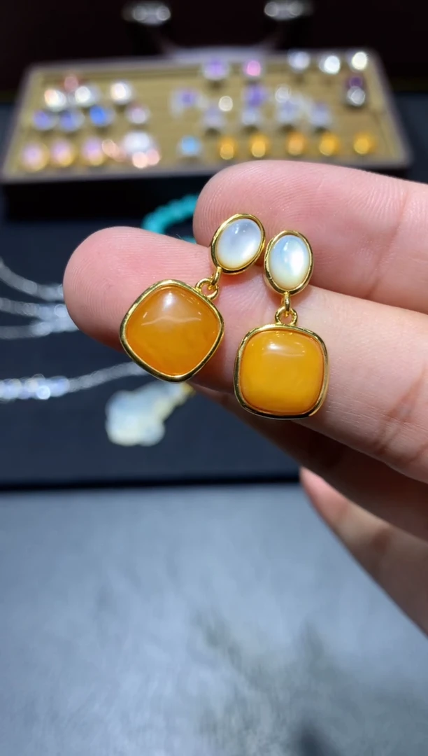 琥珀未镶嵌耳饰P26【多样性发其一】