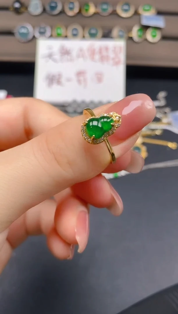 翡翠戒指银S925镶嵌3600