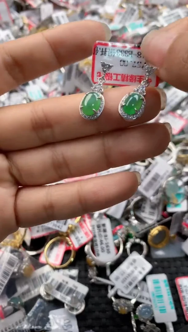 银S925镶嵌戒指翡翠1111---9