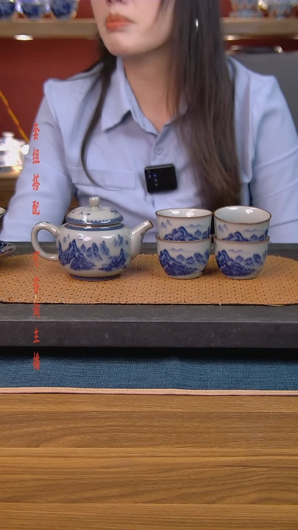 简装家用款5件套 老陶泥开片纹陶瓷茶具