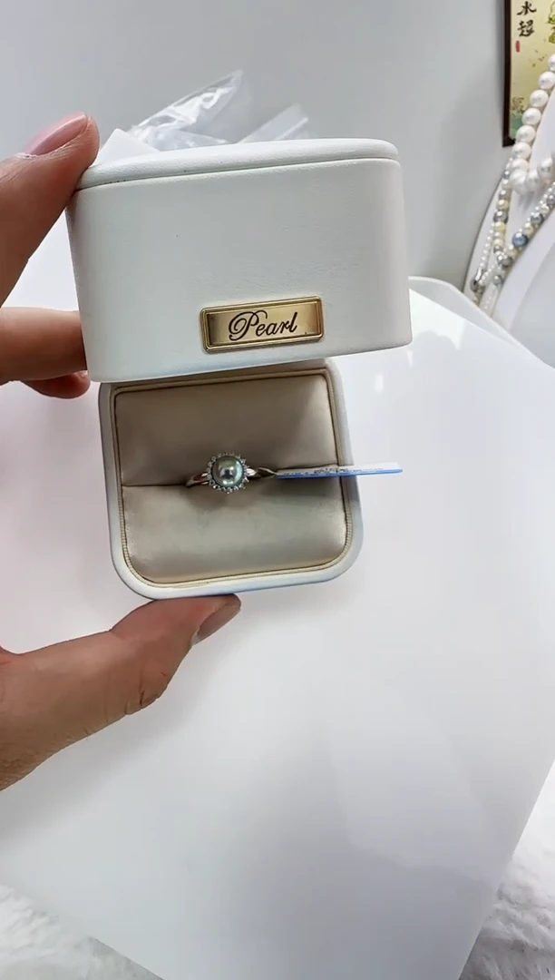 【闪购商品】海水珍珠DA银S925镶嵌a217 灰珠戒指7