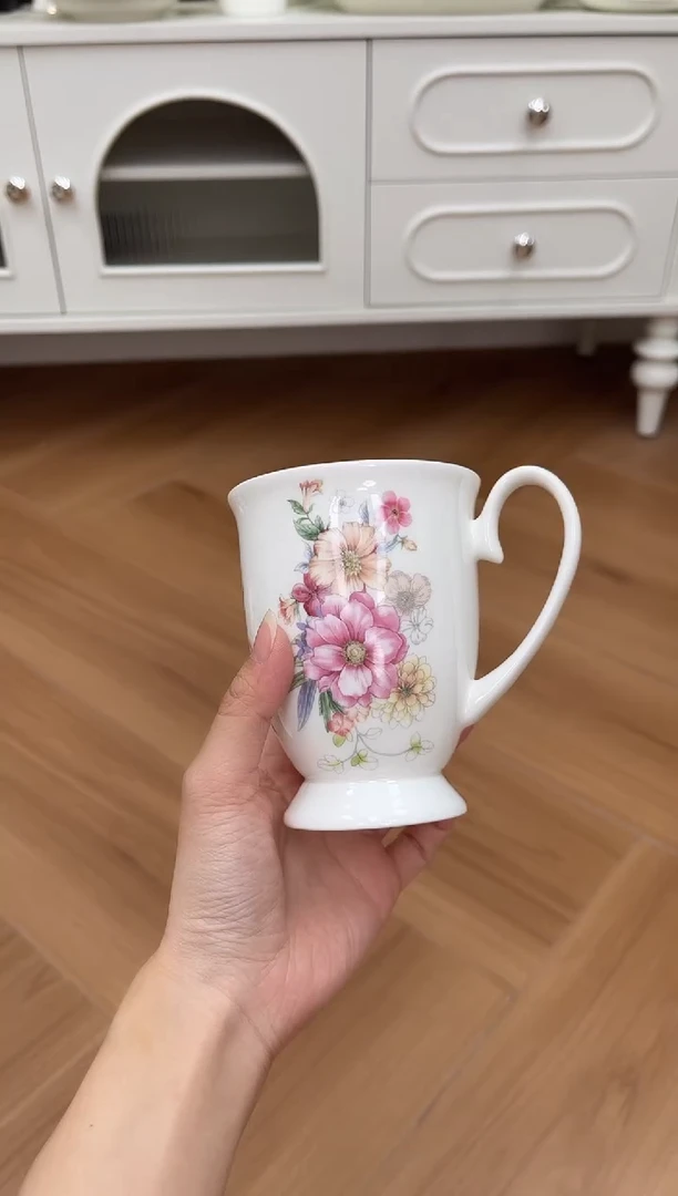 杯花花高骨骨瓷马克杯