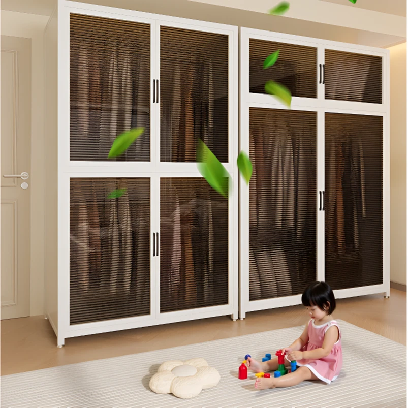 衣柜家用卧室儿童衣柜简易组装出租房结实耐用金属衣橱铁皮收纳柜