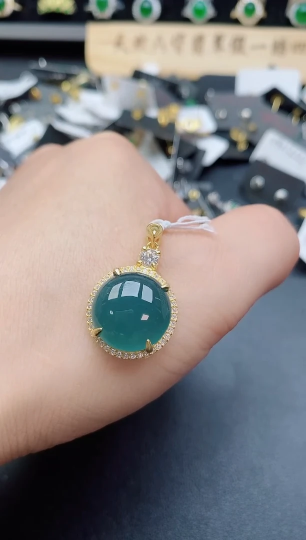 吊坠(赠链)银S925镶嵌翡翠580