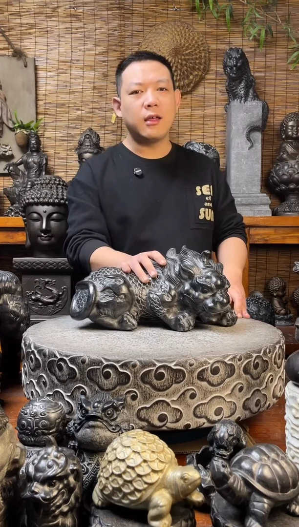 石材40趴貔貅天然青石雕刻