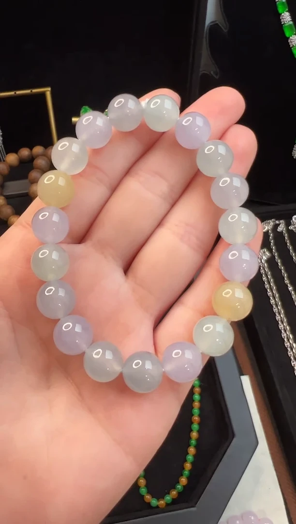 手串翡翠未镶嵌清新梦幻马卡龙手串