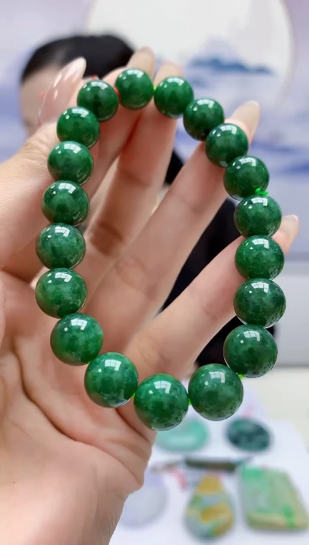 定制翡翠未镶嵌4852MM-毛货手串44