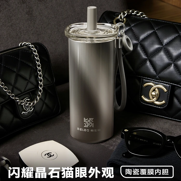 物生物咖啡杯陶瓷内胆保温杯新款高颜值星海水杯女生专用吸管杯子